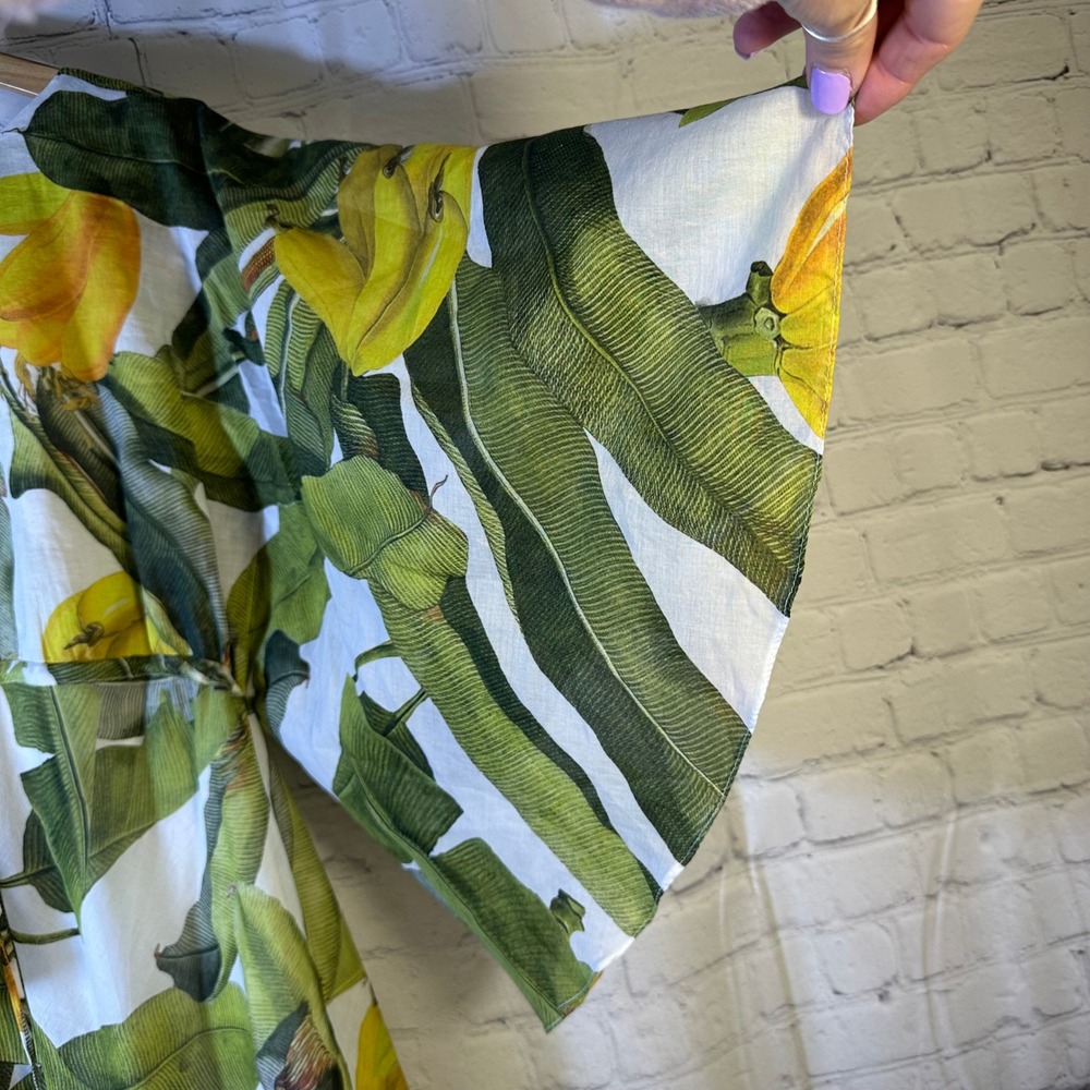 Farm Rio Banana Leaf Print Maxi Dress Green Yellow Open Back Kimono Sleeve‎ - Picture 3 of 12